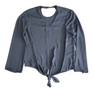 Madewell Black Tie Front Blouse w/ Back Cut-out Size XS